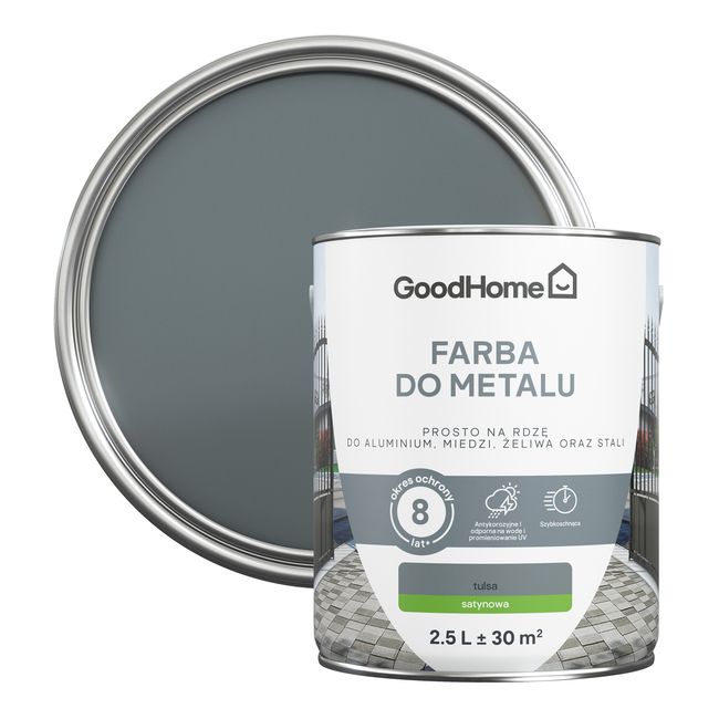 GoodHome antikorrosionsmaling satin mørkegrå 2,5 l