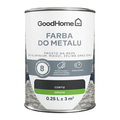 GoodHome antikorrosionsmaling satin sort 0,25 l