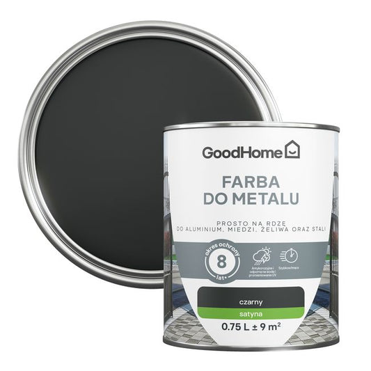 GoodHome antikorrosionsmaling satin sort 0,75 l
