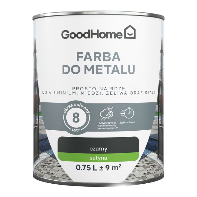 GoodHome antikorrosionsmaling satin sort 0,75 l