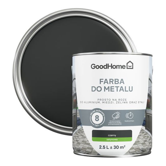 GoodHome antikorrosionsmaling satin sort 2,5 l