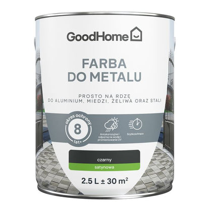 GoodHome antikorrosionsmaling satin sort 2,5 l