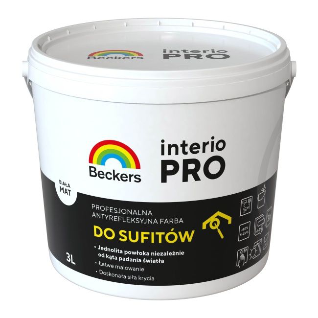 Antirefleksmaling Beckers Interio Pro hvid 3 l