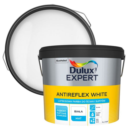 Dulux Expert antirefleks hvid maling 9 l – pletresistent og dybmat finish