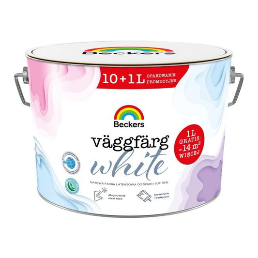 Beckers Vaggfarg hvid vægmaling 10 l +10% gratis