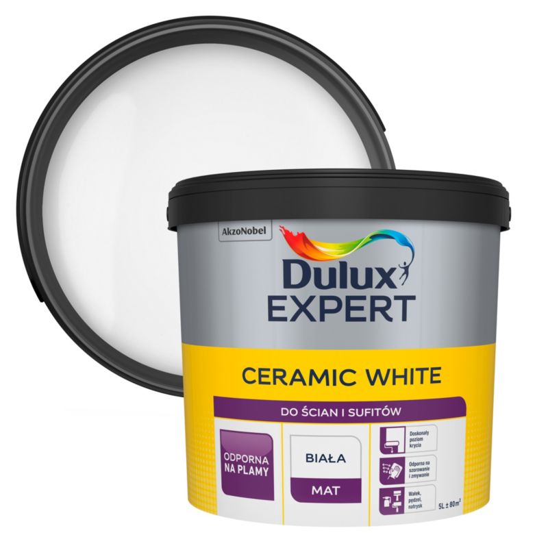 Dulux Expert keramisk pletafvisende hvid maling 5 l
