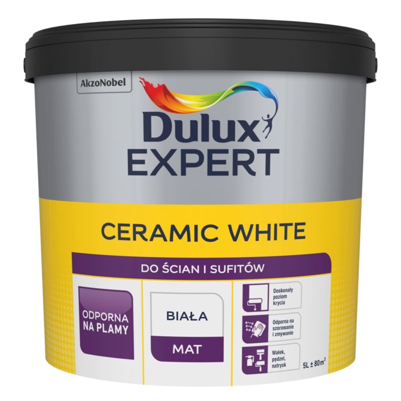 Dulux Expert keramisk pletafvisende hvid maling 5 l