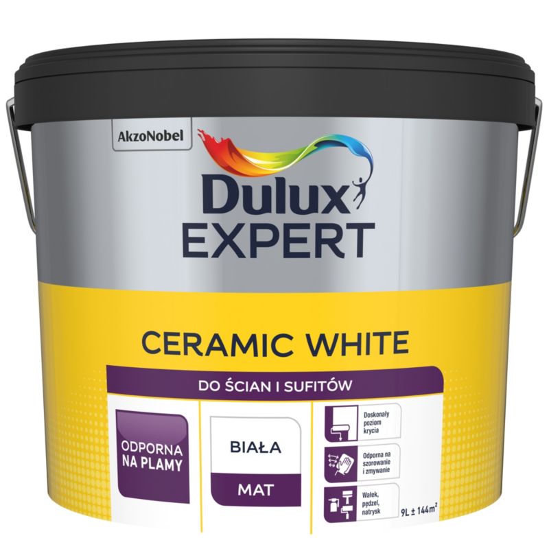 Dulux Expert keramisk pletresistent hvid maling 9 l