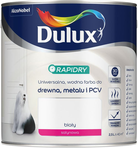 Dulux Rapidry hvid akrylmaling til træ og metal 2,5 l