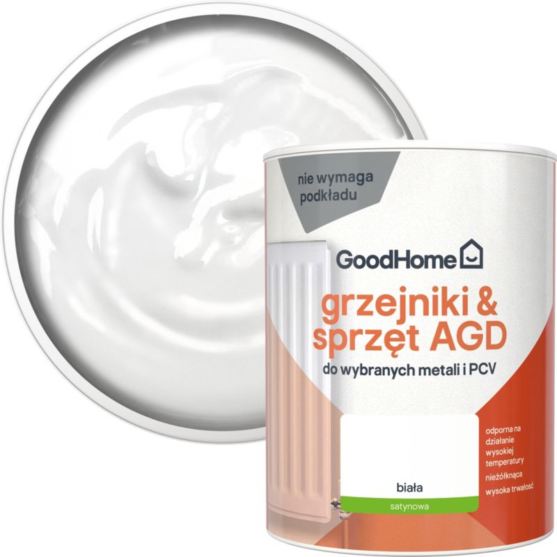 GoodHome hvid satin radiatorlak 0,75 l