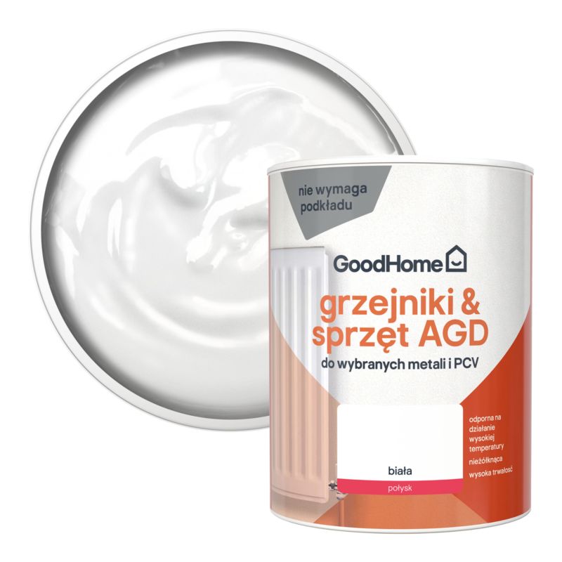 GoodHome radiatorlak, hvid, blank, 0,75 l