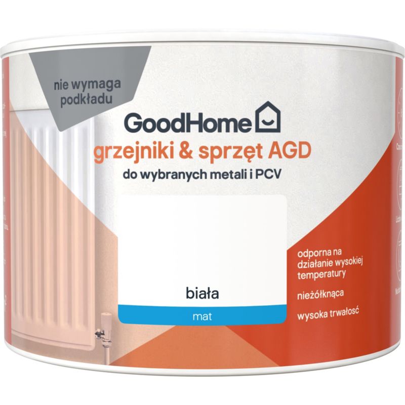 GoodHome mat hvid maling til radiatorer og husholdningsapparater 0,375 l