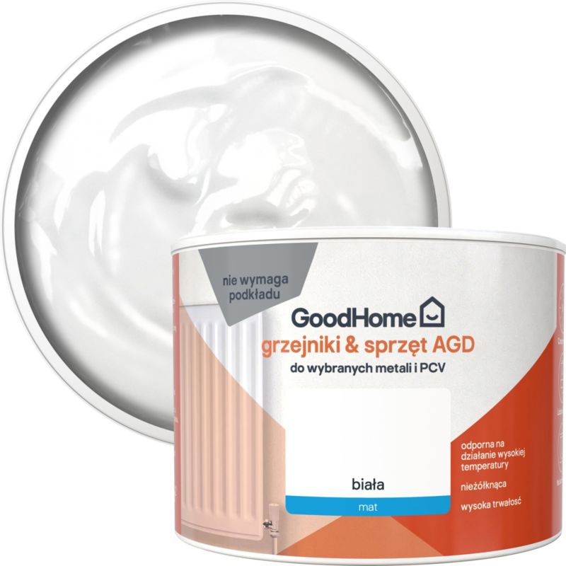 GoodHome mat hvid maling til radiatorer og husholdningsapparater 0,375 l