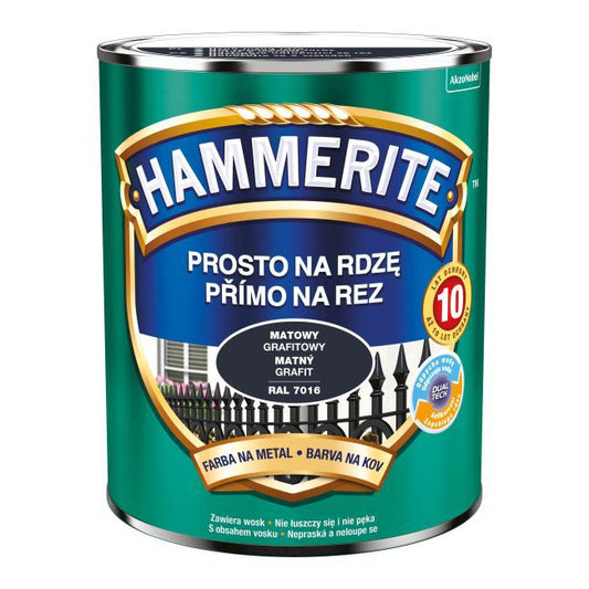 Hammerite metalmaling mat grafitgrå 0,7 l