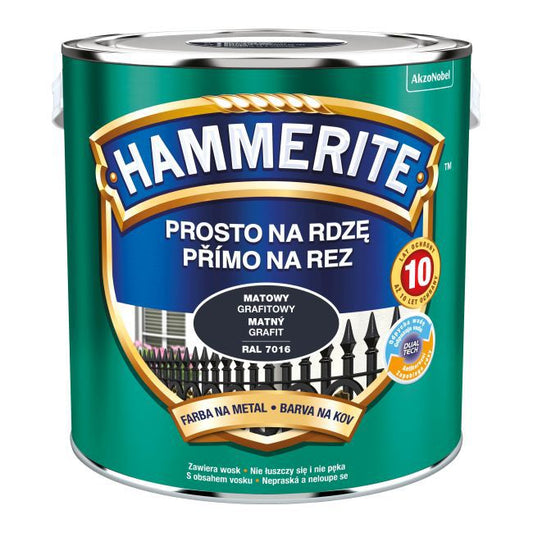 Hammerite metalmaling mat grafitgrå 2,5 l