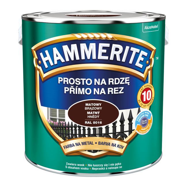 Hammerite Prosto på rust mat brun metalmaling 2,5 l
