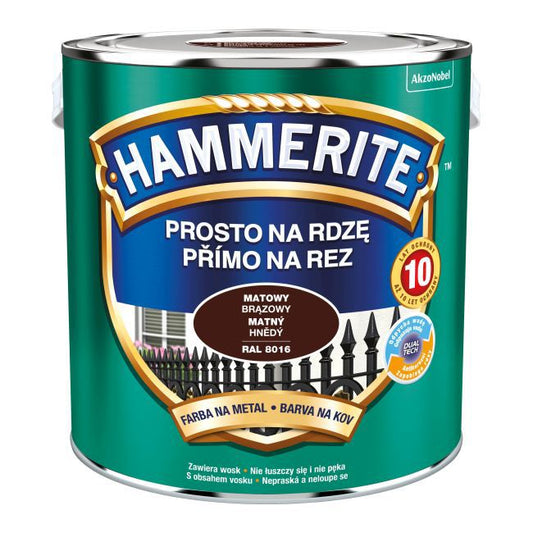 Hammerite Prosto på rust mat brun metalmaling 2,5 l