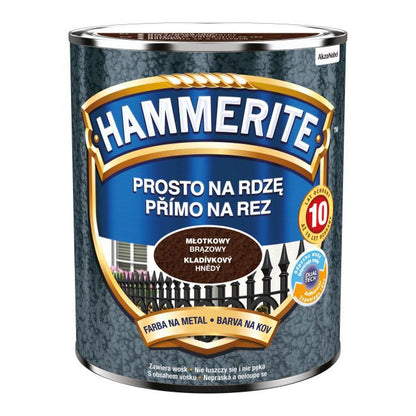 Hammerite metalmaling direkte på rust i hamret brun, 0,7 l