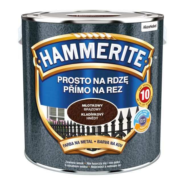 Hammerite metalmaling direkte på rust hammerbrun 2,5 l