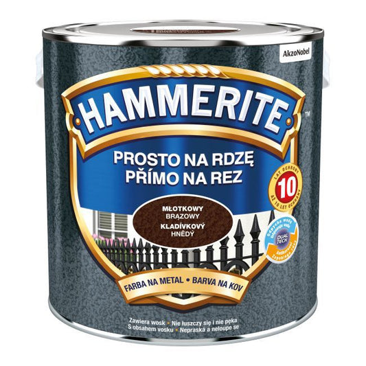 Hammerite metalmaling direkte på rust hammerbrun 2,5 l