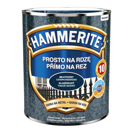 Hammerite metalmaling direkte på rust hammermønstret mørkeblå 0,7 l