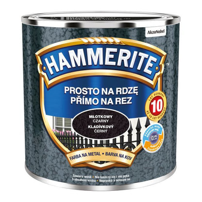 Hammerite metalmaling direkte på rust i sort hammerfinish 0,25 l
