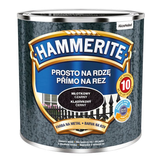 Hammerite metalmaling direkte på rust i sort hammerfinish 0,25 l