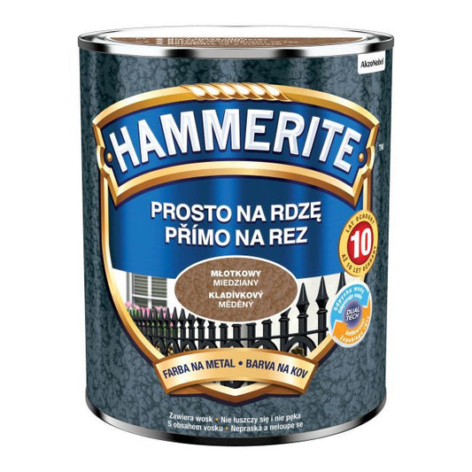 Hammerite metalmaling direkte på rust med hamret kobberfinish 0,7 l