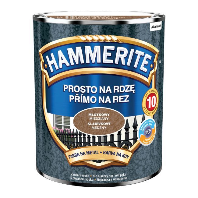 Hammerite metalmaling direkte på rust med hamret kobberfinish 0,7 l