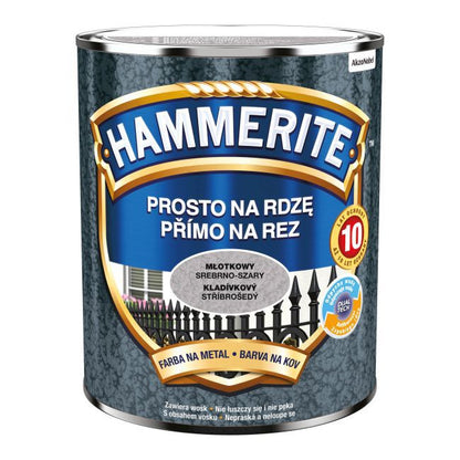 Hammerite metalmaling direkte på rust i hamret sølvgrå, 0,7 l