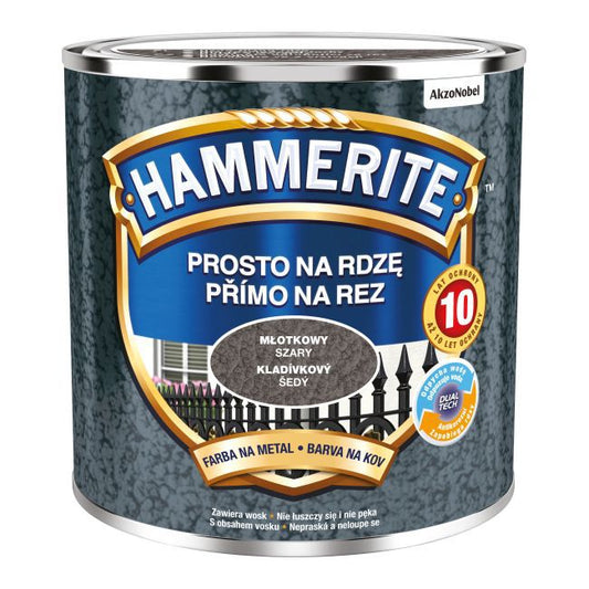 Hammerite metalmaling direkte på rust hammergrå 0,25 l