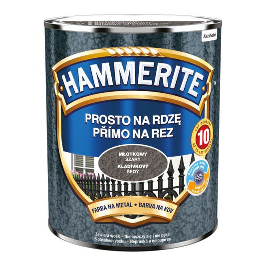 Hammerite metalmaling direkte på rust i hammergrå, 0,7 l