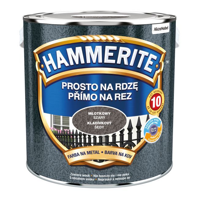 Hammerite direkte på rust metalmaling i hammergrå 2,5 l