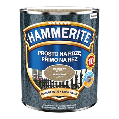 Hammerite metalmaling direkte på rust i hamret guld, 0,7 l