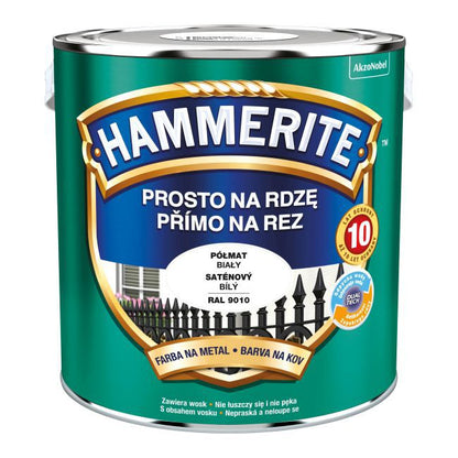 Hammerite metalmaling direkte på rust halvmat hvid 2,5 l