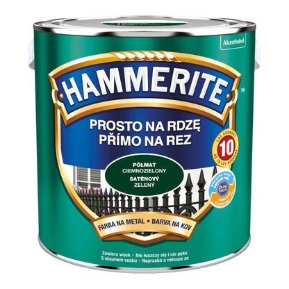 Hammerite metalmaling direkte på rust halvmat mørkegrøn 2,5 l
