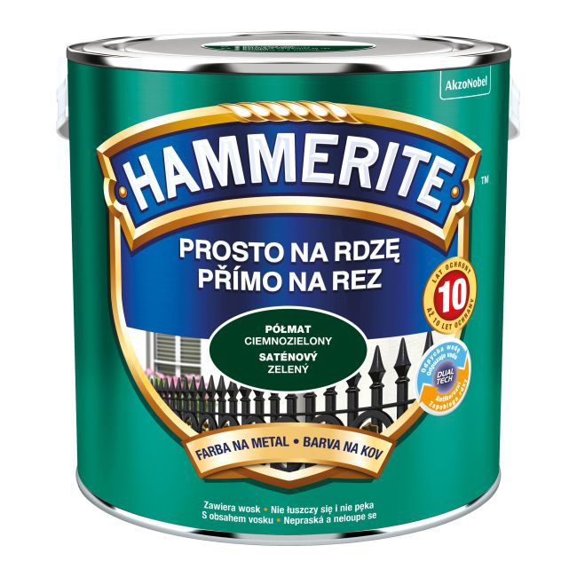 Hammerite Prosto på rust halvmat mørkegrøn metalmaling 2,5 l