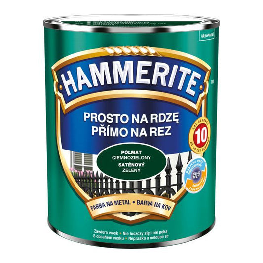 Hammerite metalmaling direkte på rust halvmat mørkegrøn 0,7 l