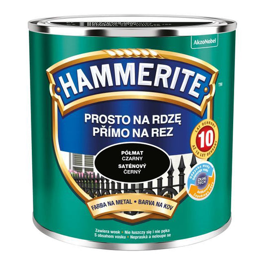 Hammerite metalmaling direkte på rust halvmat sort 0,25 l