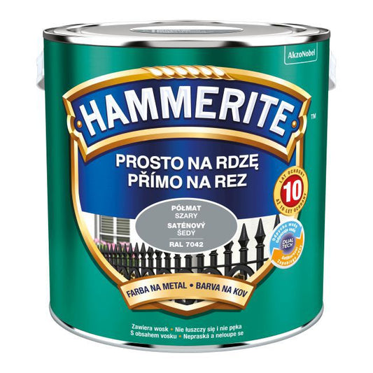 Hammerite Prosto på rust halvmat grå metalmaling 2,5 l