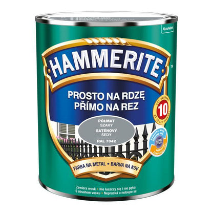 Hammerite metalmaling direkte på rust halvmat grå 0,7 l