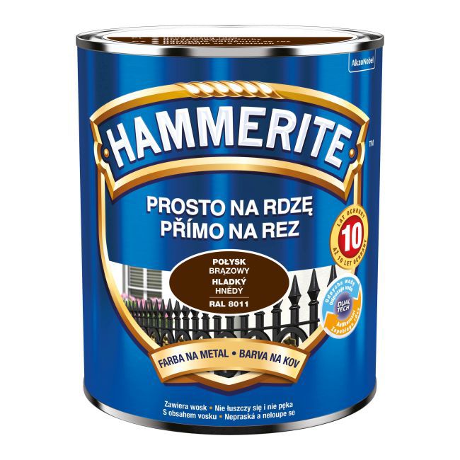 Hammerite metalmaling direkte på rust, blank brun, 0,7 l