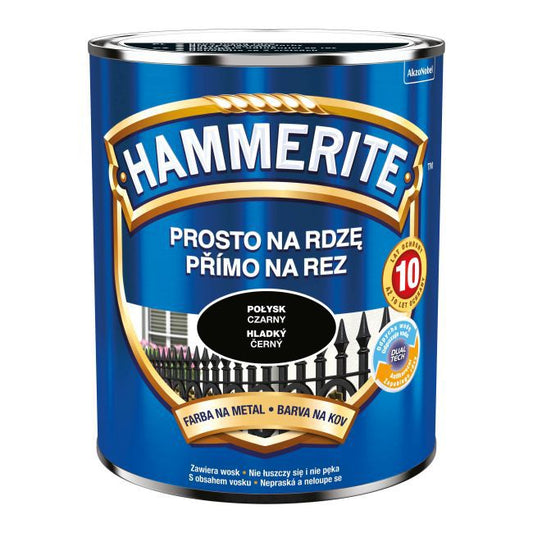 Hammerite metalmaling direkte på rust, blank sort 0,7 l