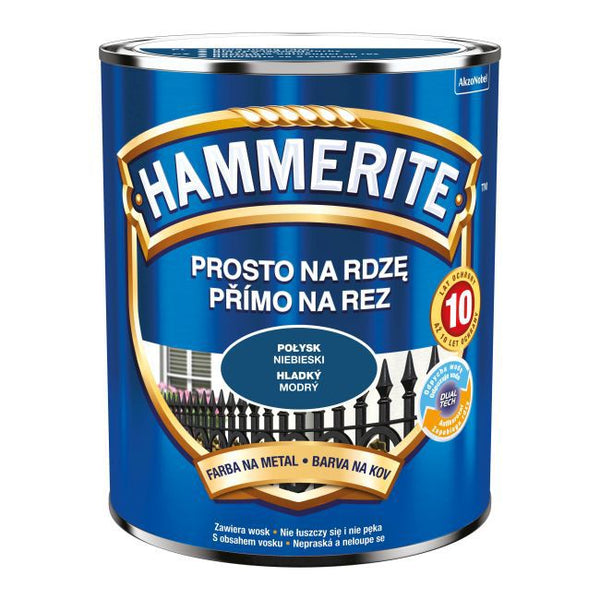 Hammerite metalmaling direkte på rust, blank, blå, 0,7 l