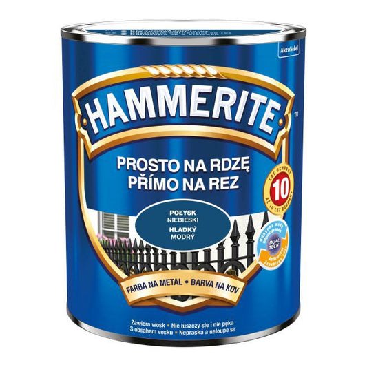 Hammerite metalmaling direkte på rust blank blå 0,7 l