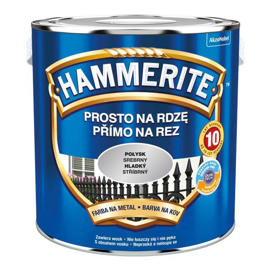 Hammerite metalmaling direkte på rust i sølvglans, 2,5 l