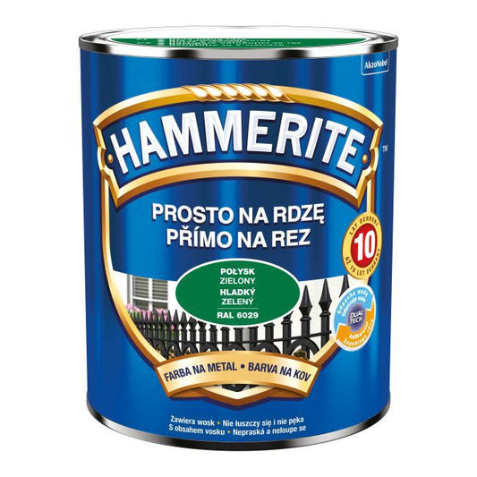 Hammerite metalmaling direkte på rust, blank grøn, 0,7 l