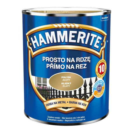Hammerite metalmaling direkte på rust, blank, gylden, 0,7 l