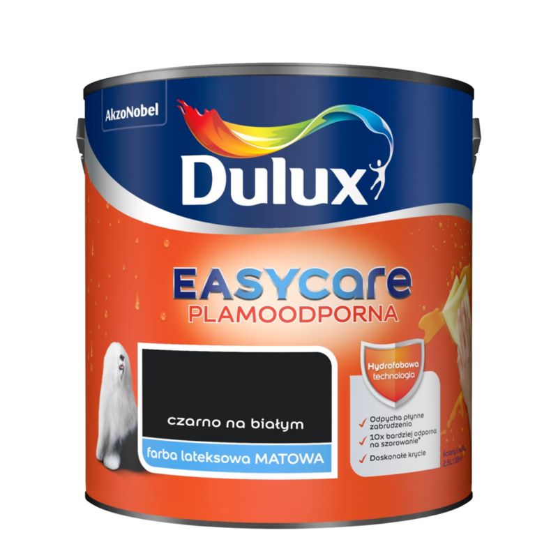 Dulux EasyCare maling sort på hvid 2,5 l