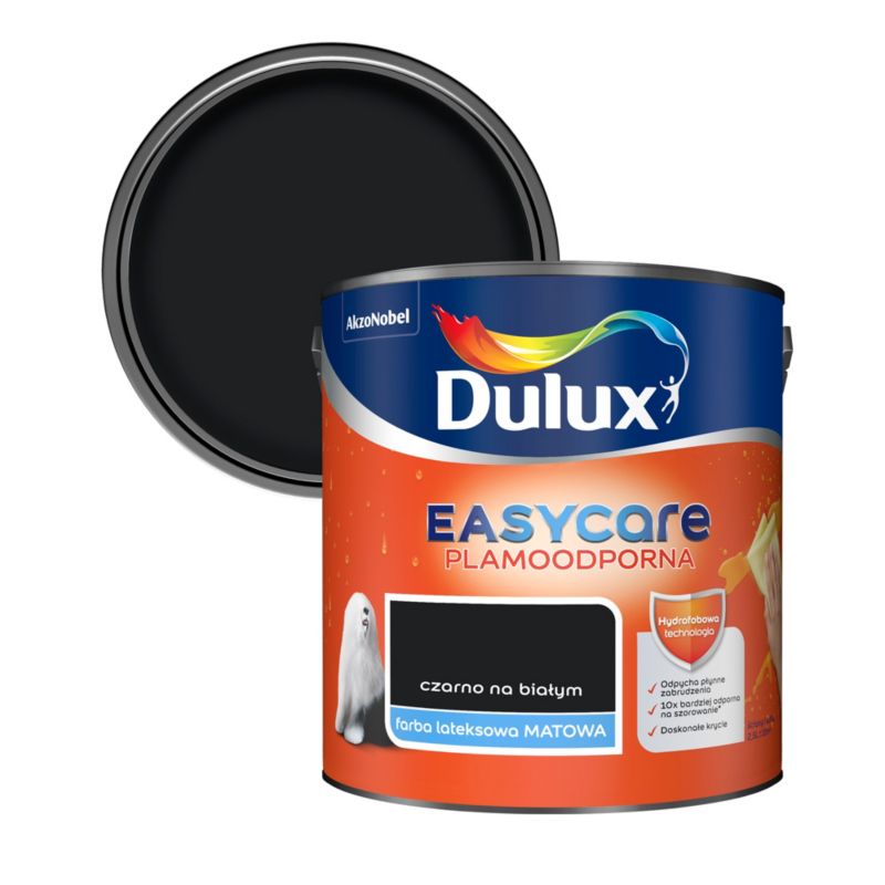 Dulux EasyCare maling sort på hvid 2,5 l